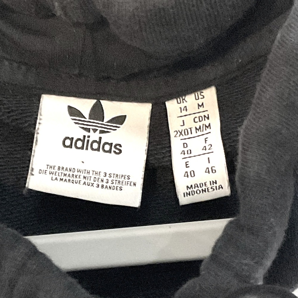 ADIDAS Womens Big Logo Cropped Black White Sweatshirt MED FS1314 cotton Trefoil - Picture 5 of 11